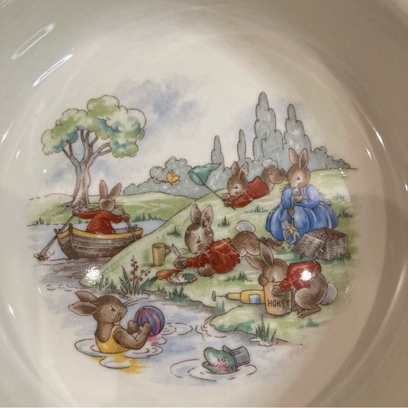 ROYAL DOULTON BUNNYKIN Fine Bone China Cereal Bowl At The River Motif - Picture 2 of 5